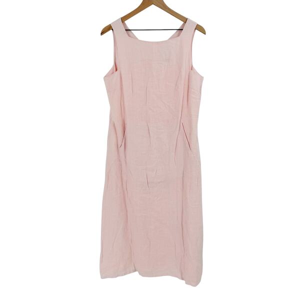 Vintage Bloomingdale’s Linen Sleeveless Dress Light Pink Sheath Cottagecore 12P - Picture 1 of 10